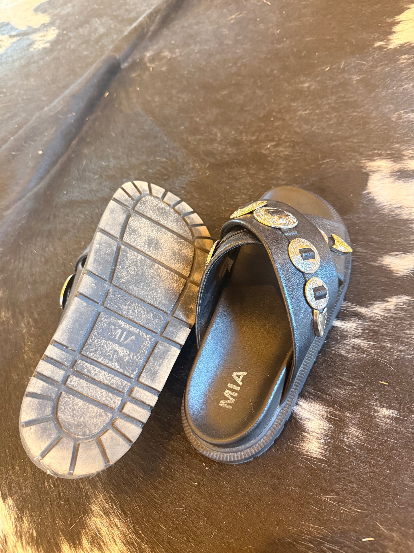 MIA Black Concho Slides — Size 9 (used for product photos)