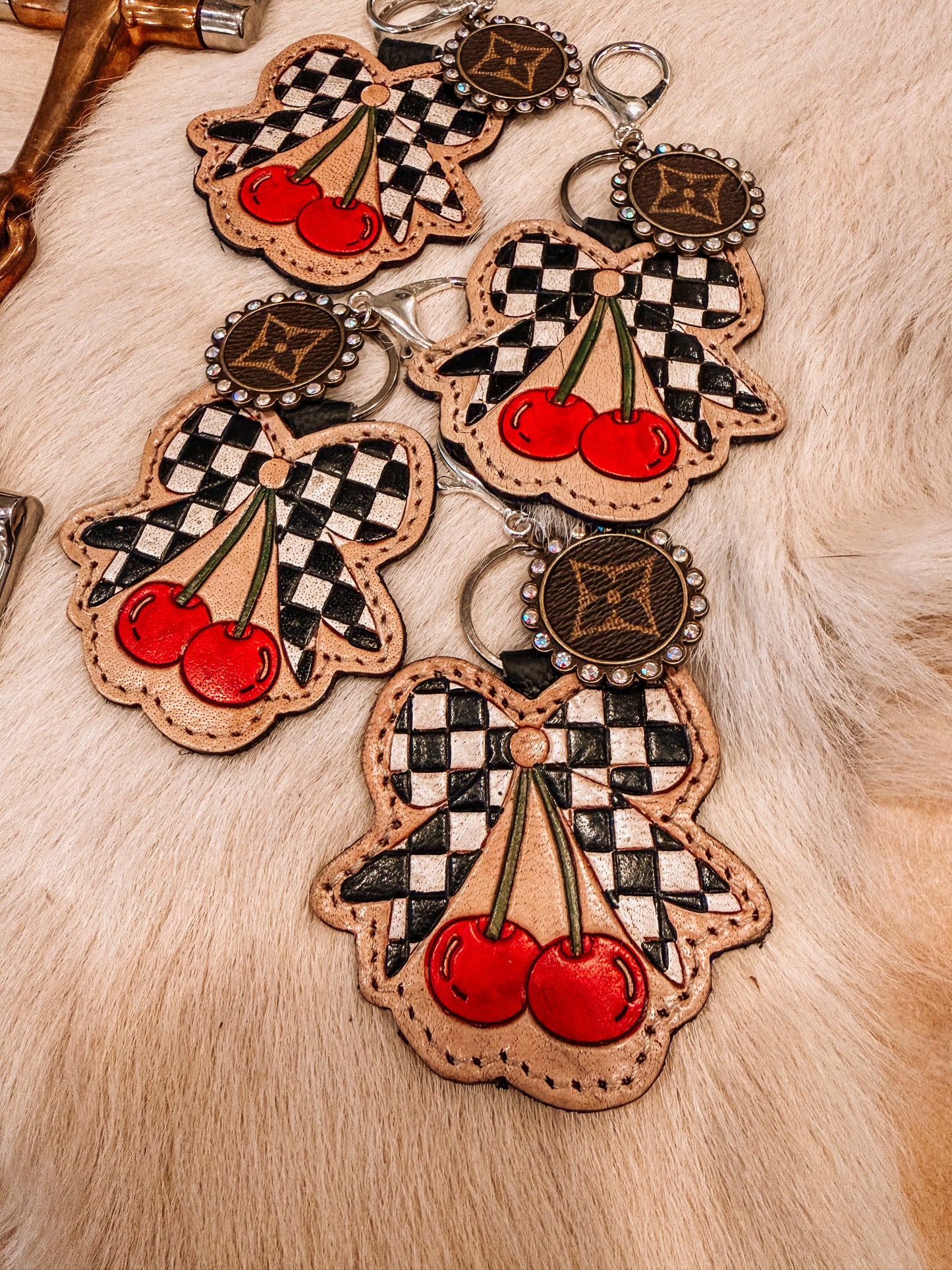 Western Boujee Cherry Keychain/ Bag Charm