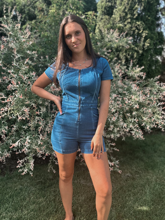 Car Wash Denim Romper