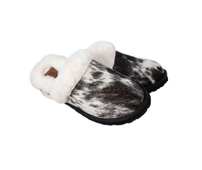 Cowhide Slippers (Black)