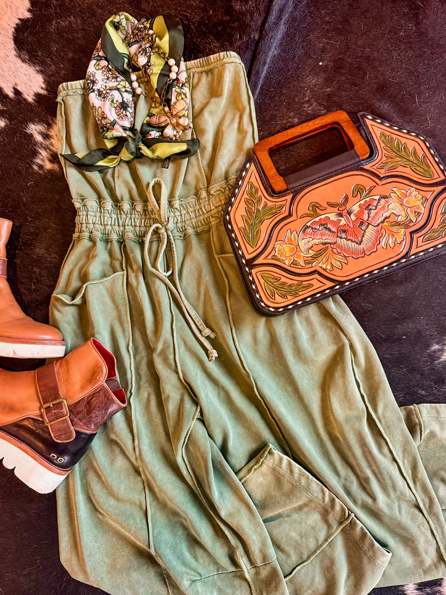 Butterfly Tooled Leather Clutch