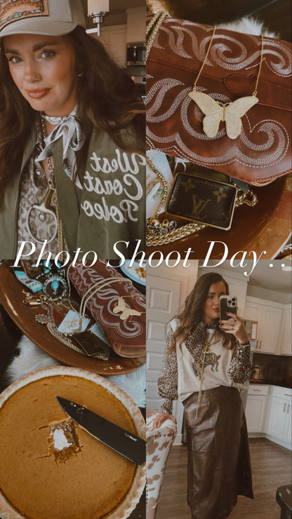 Washed Leather Midi Skirt