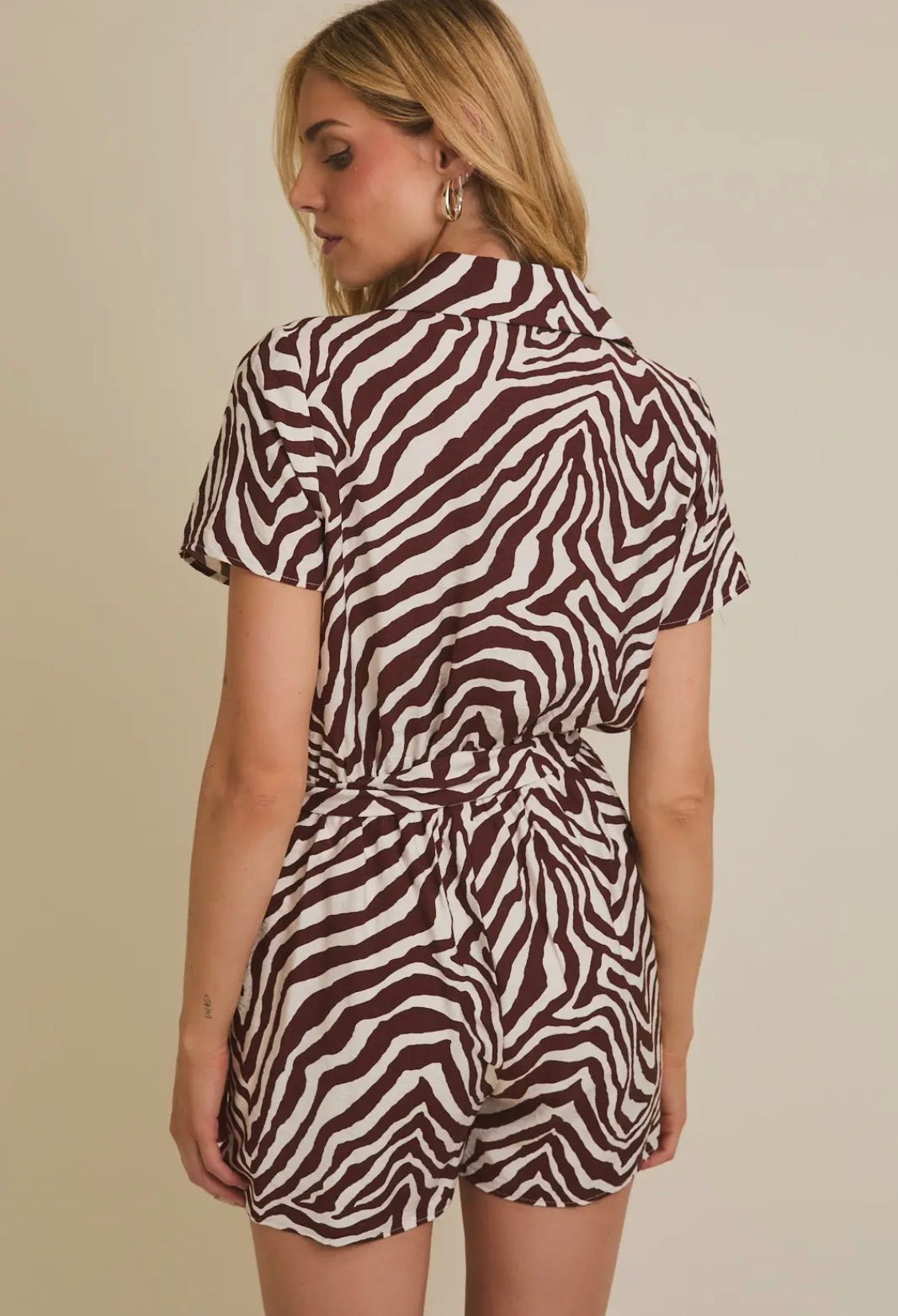 Brown Zebra Romper