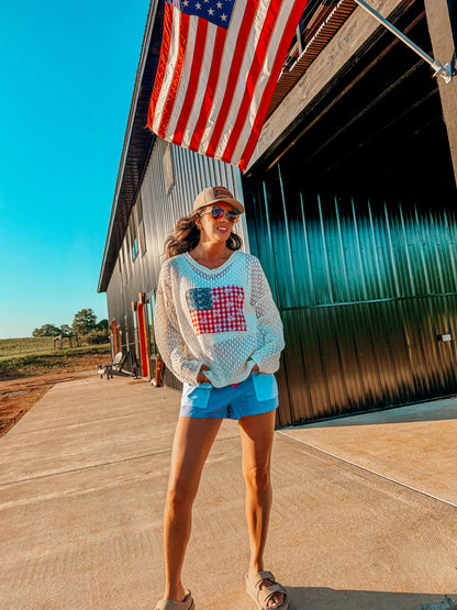 USA Patchwork Knit Top