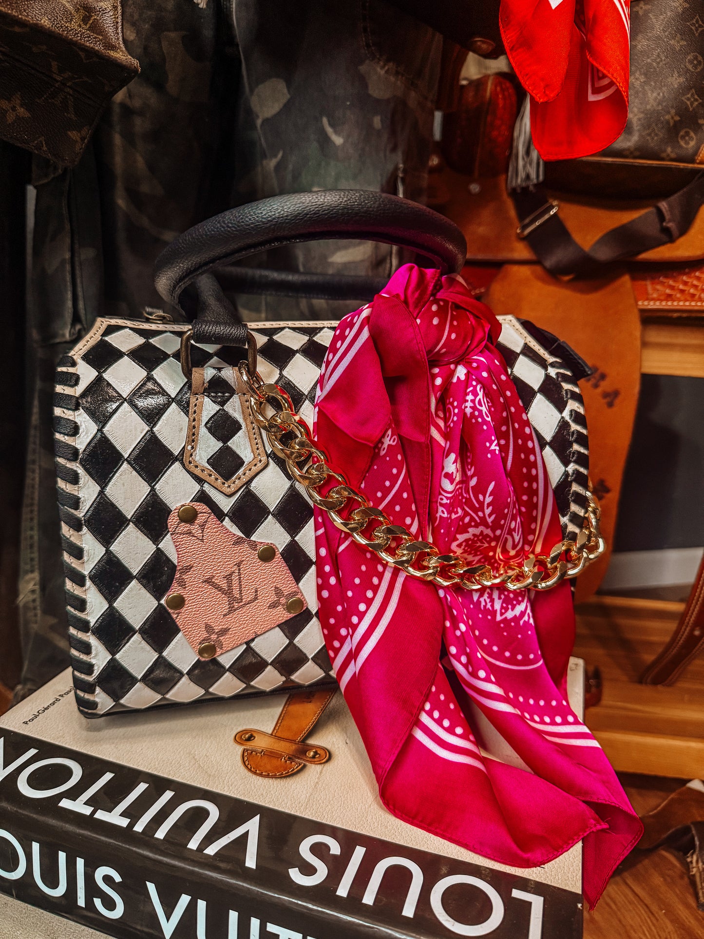 Boujee Checkered Speedy Tote