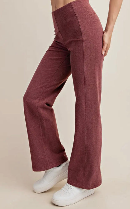 Rib Brushed Flare Pants (4 colors)