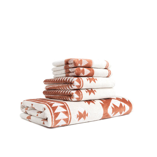 Cream & Rust Aztec Towels