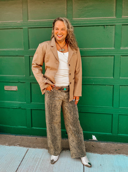 Kan Can Low Slung Python Wide Leg Jeans