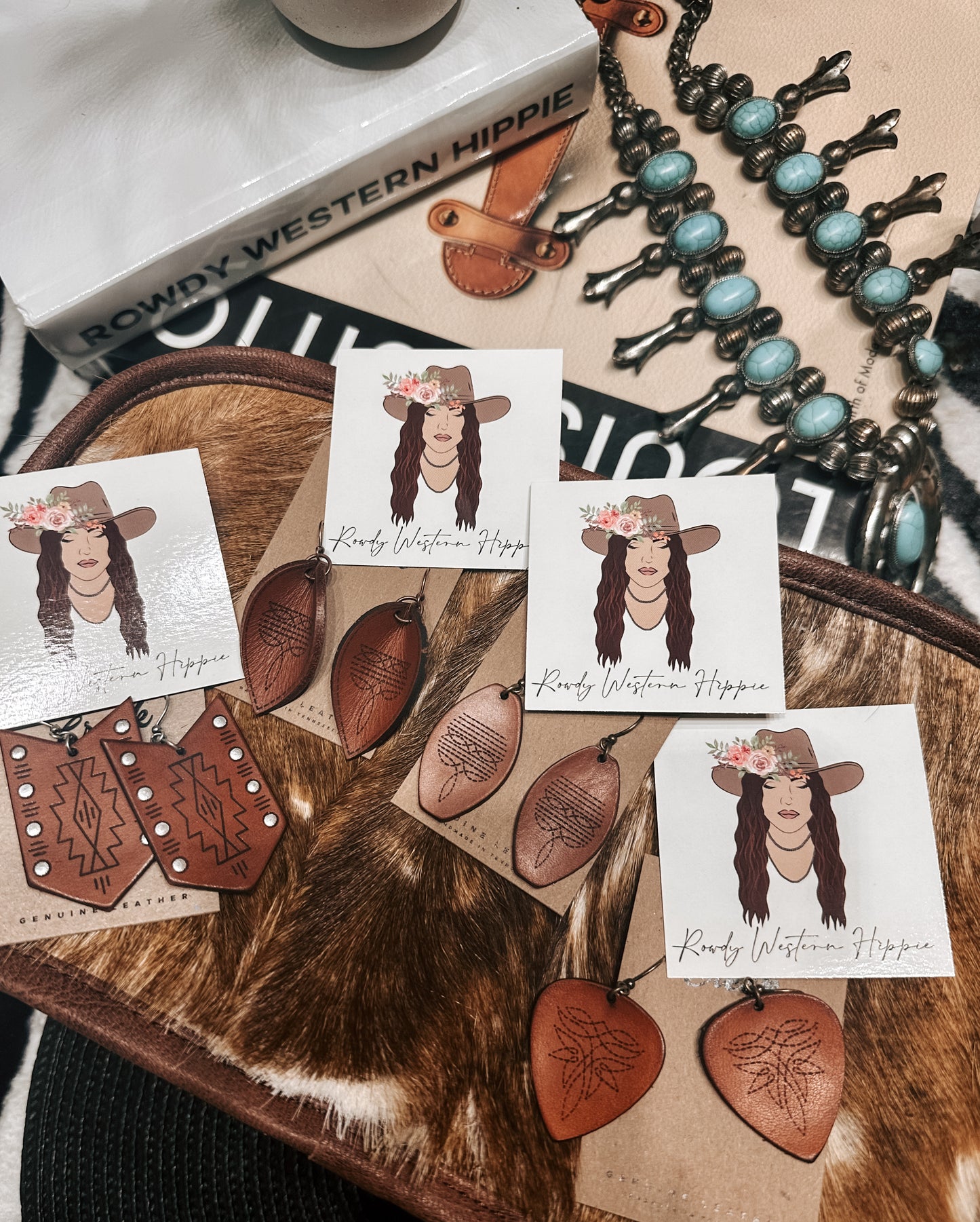 Aztec Leather Earrings