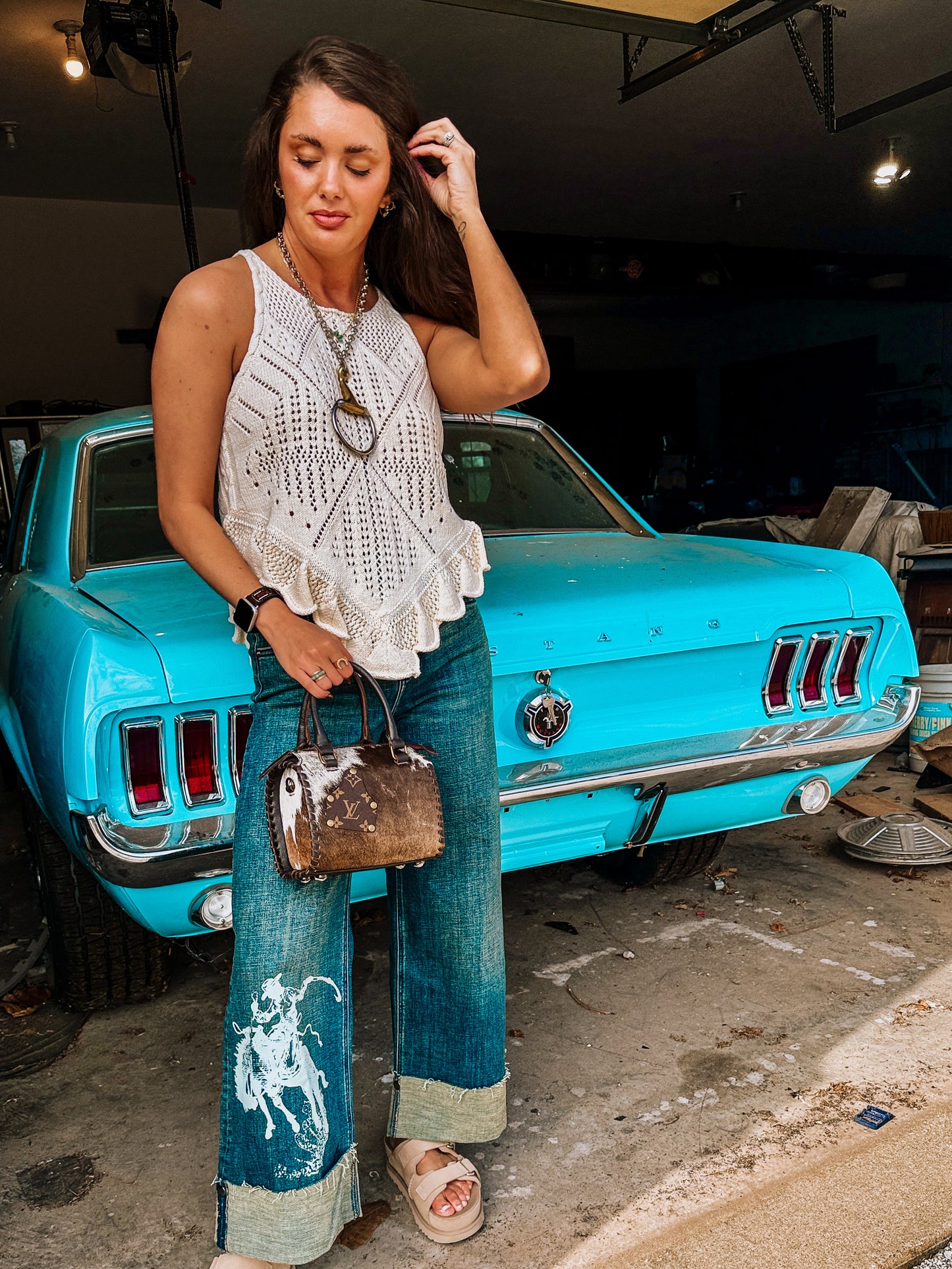 Crochet-Knit Ruffled
Handkerchief Tank Top