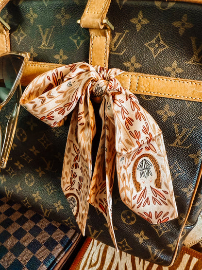 Western Harvest in Dusty Rose Silk Twilly Cowgirl Scarf