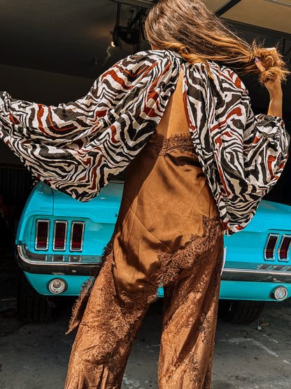 Zebra Drape Tie Cape