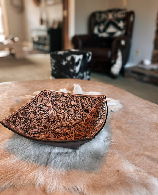 Tooled Leather Bowl