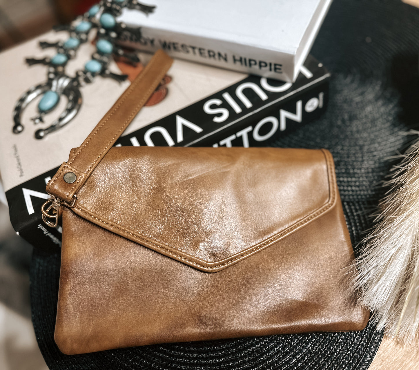 Genuine leather clutch ￼