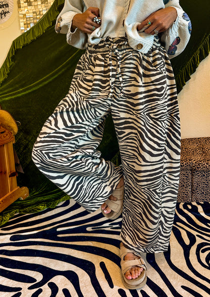 The Wild Side Zebra Barrel Pants