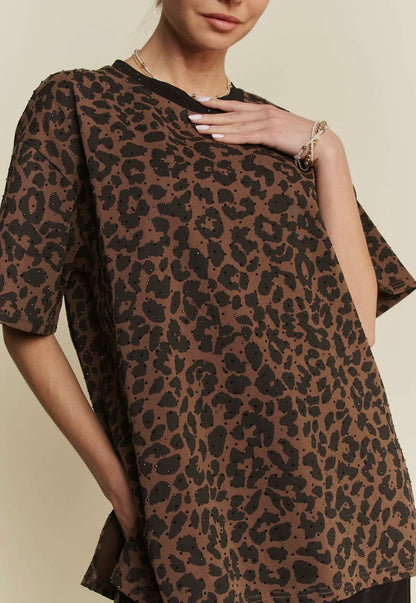 Leopard Rhinestone Tee