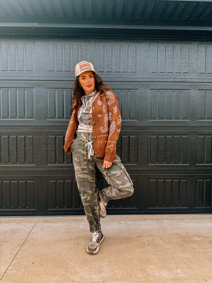 Paisley Crew Neck Cardigan