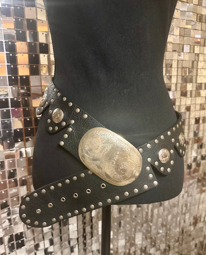 Black Leather Concho Belt