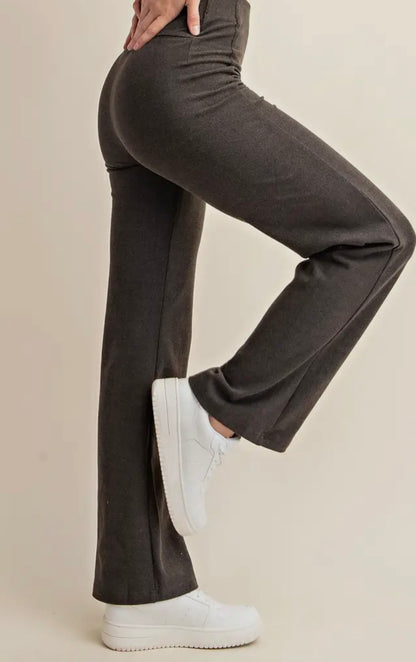 Rib Brushed Flare Pants (4 colors)