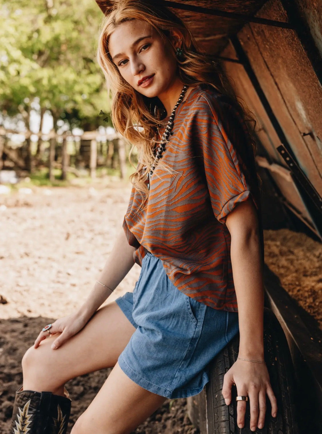 Rust Zebra Top