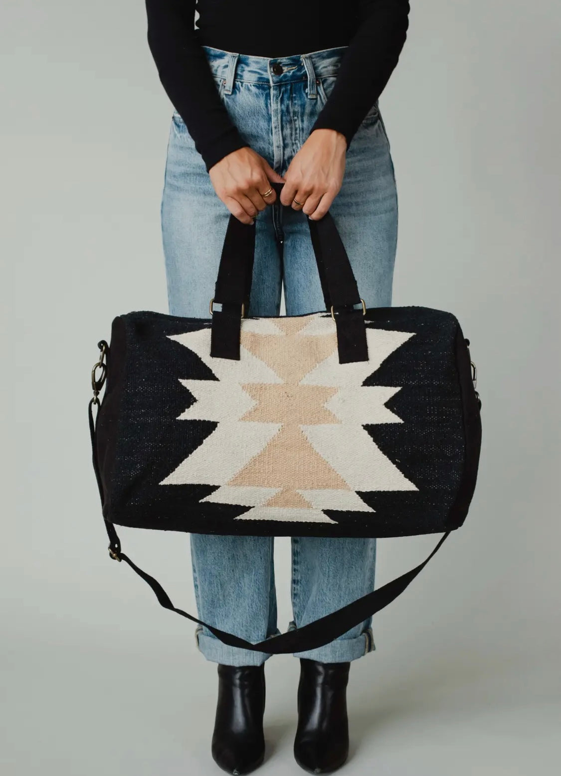 Black & Cream Aztec Duffel