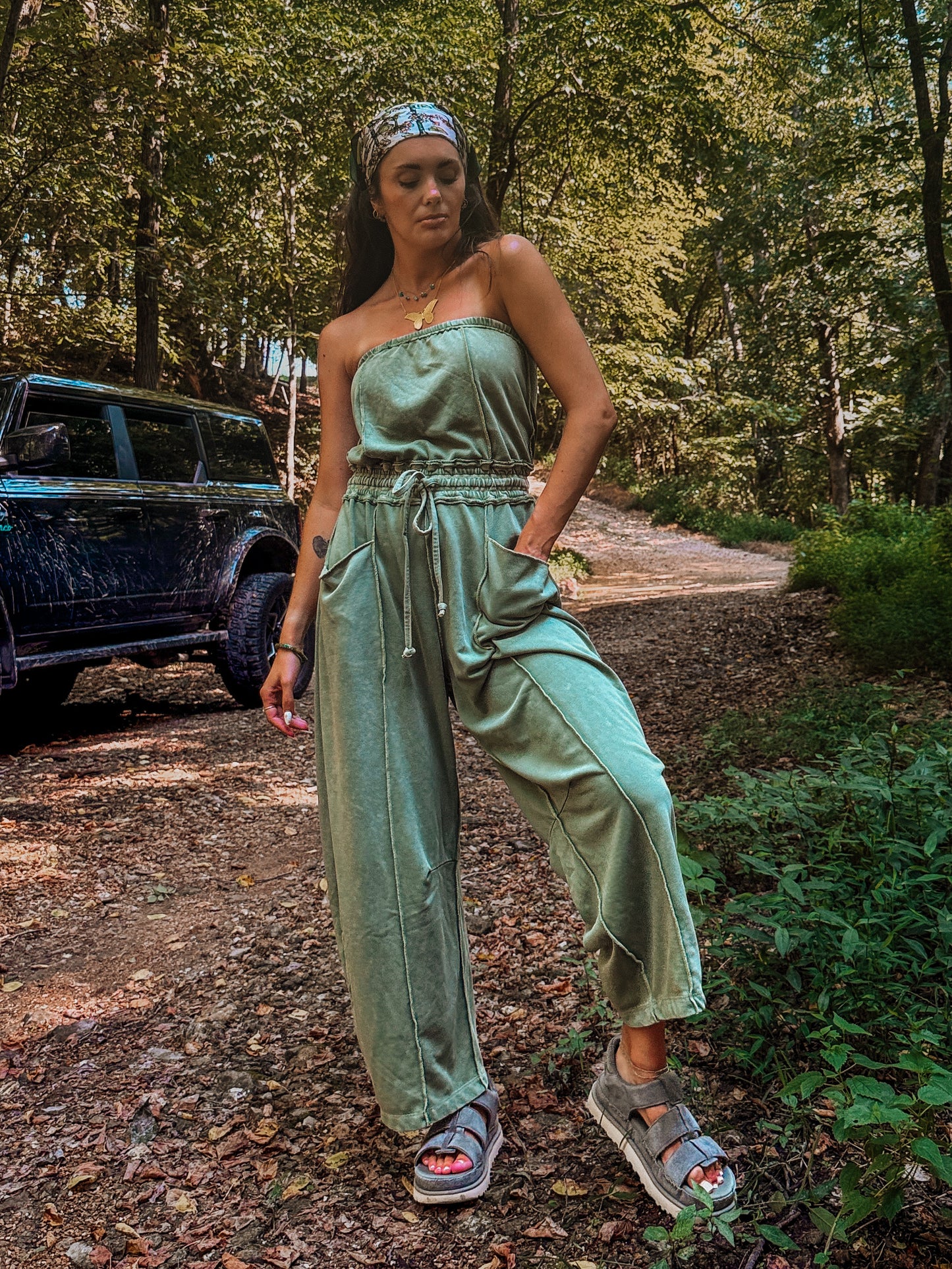 Matcha Barrel Leg Jumpsuit