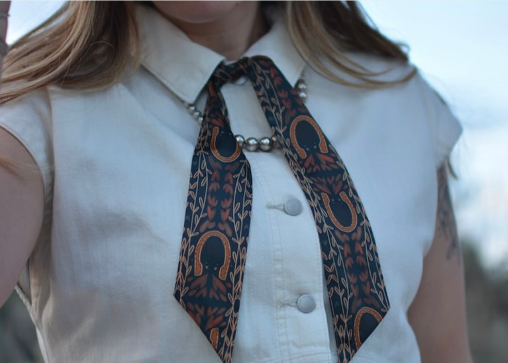 Western Harvest in Deep Juniper Silk Twilly Cowgirl Scarf
