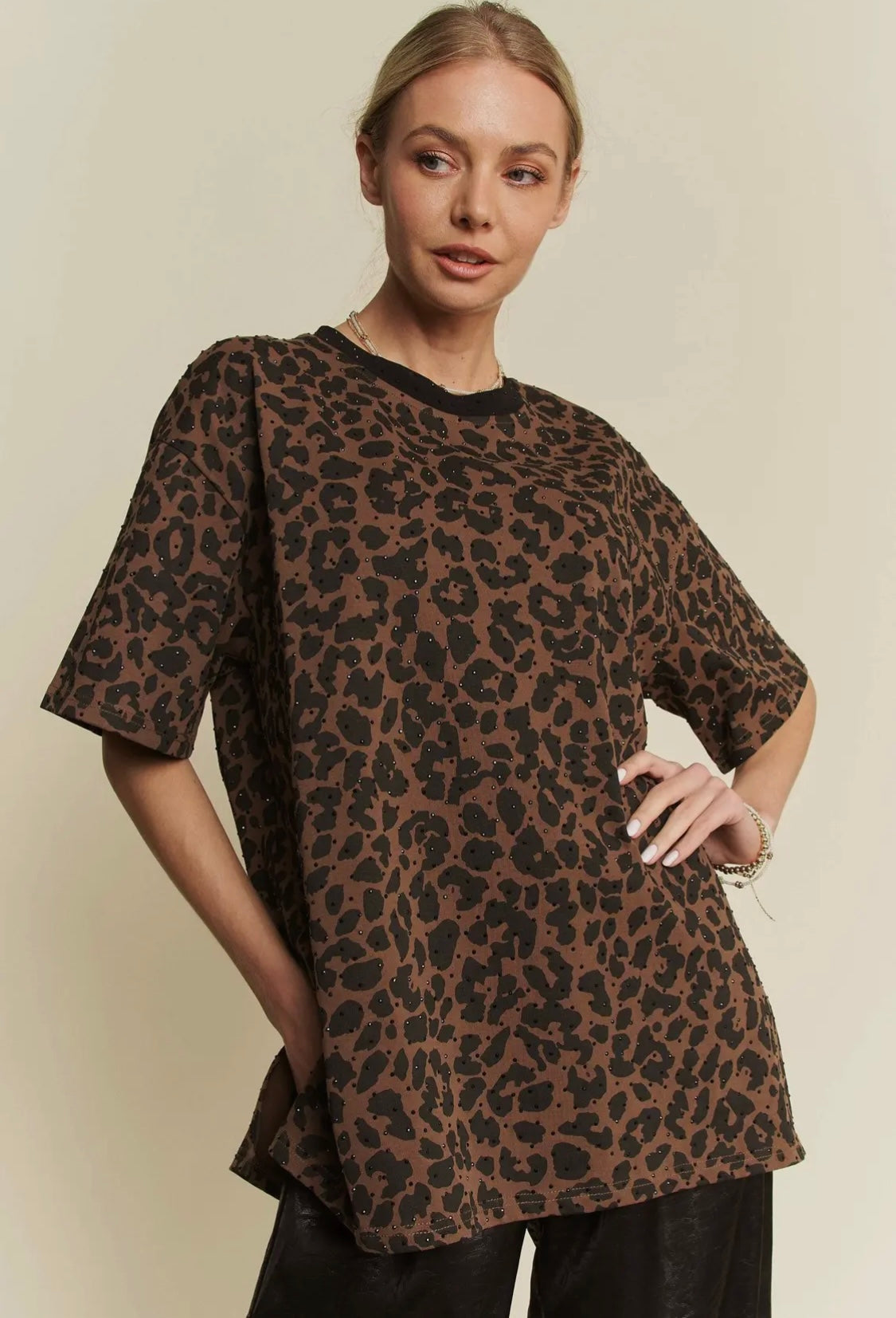 Leopard Rhinestone Tee