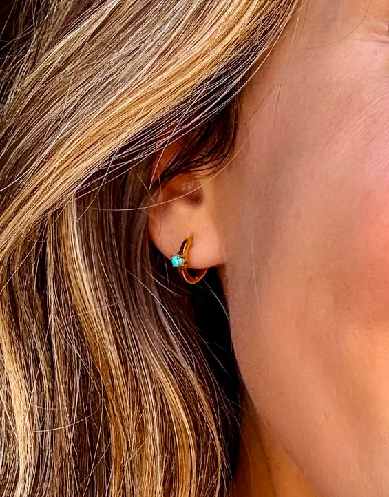 Ellie Turquoise Gold Hoops