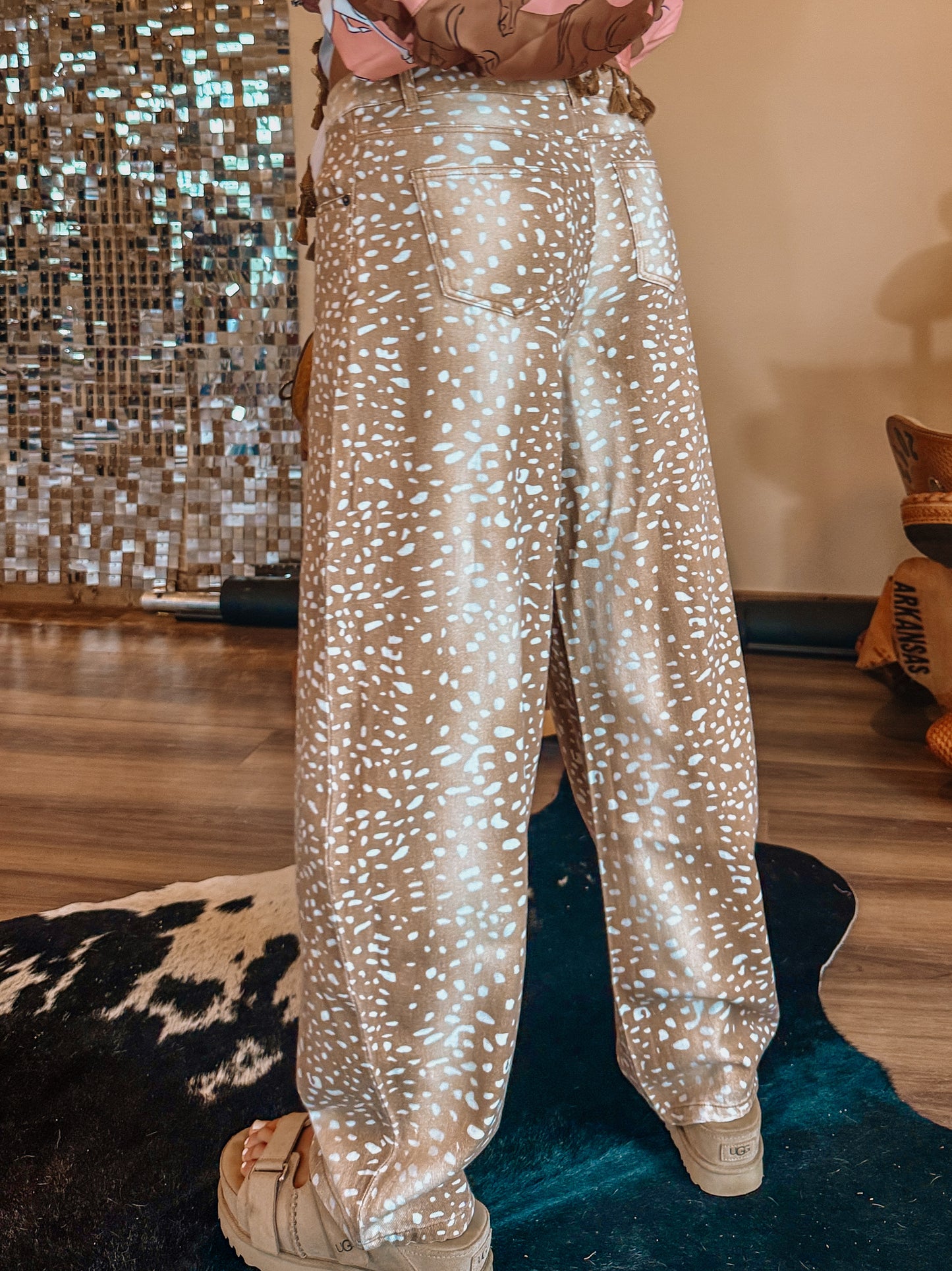 Bambi Deer Print Barrel Jeans