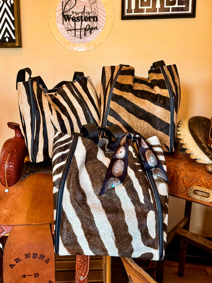 Genuine Leather Zebra tote
