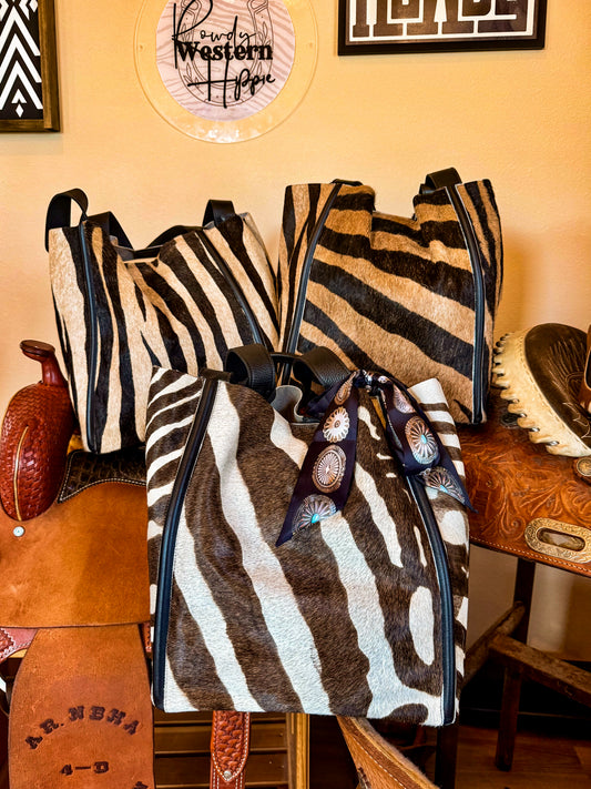 Genuine Leather Zebra tote