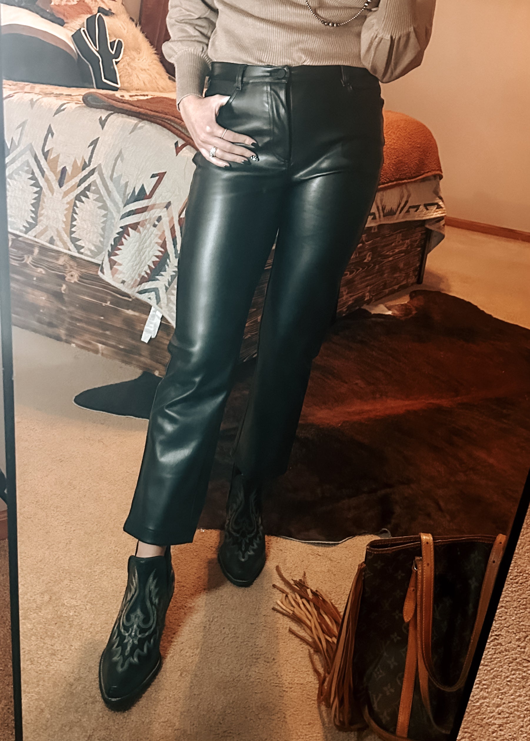 Biker Cowgirl Leather Pants (Black)