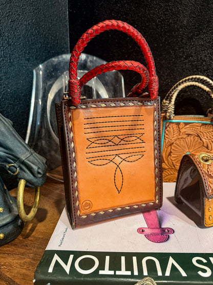 Ace Card Tooled Leather Hand Bag￼