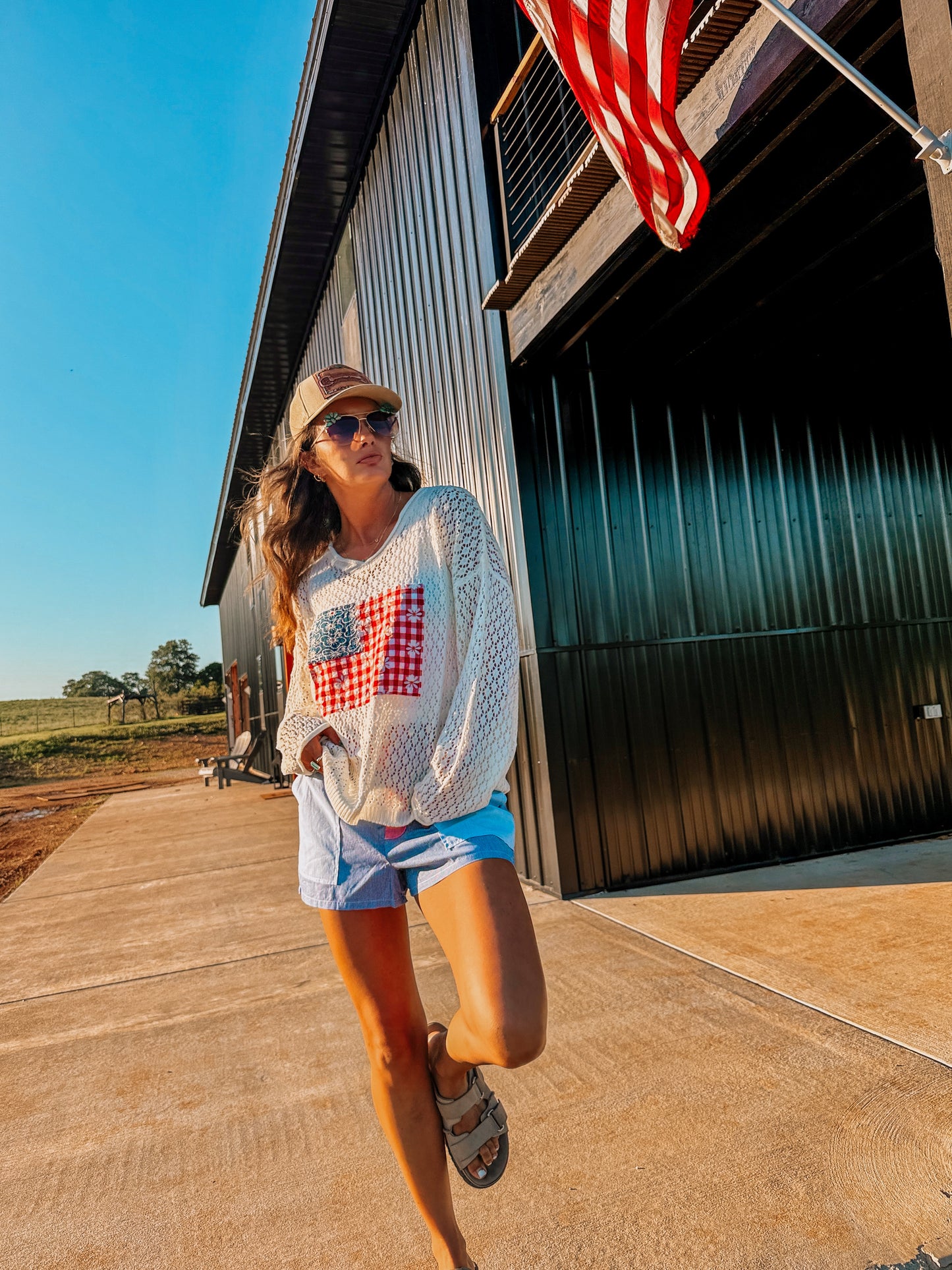 USA Patchwork Knit Top