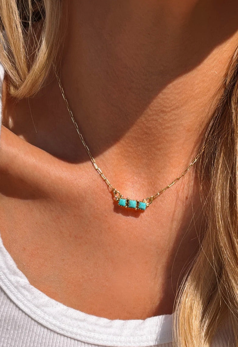 Authentic Gold & Turquoise Bar Necklace