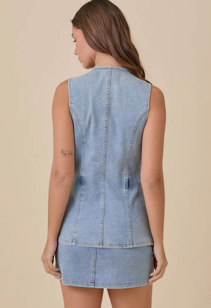 Denim Bow Vest