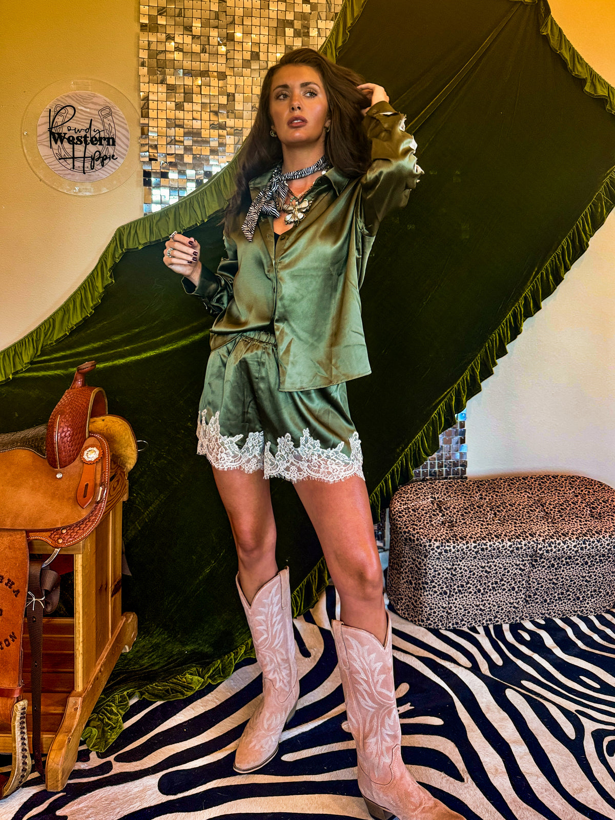 Olive After Hours Silk Set