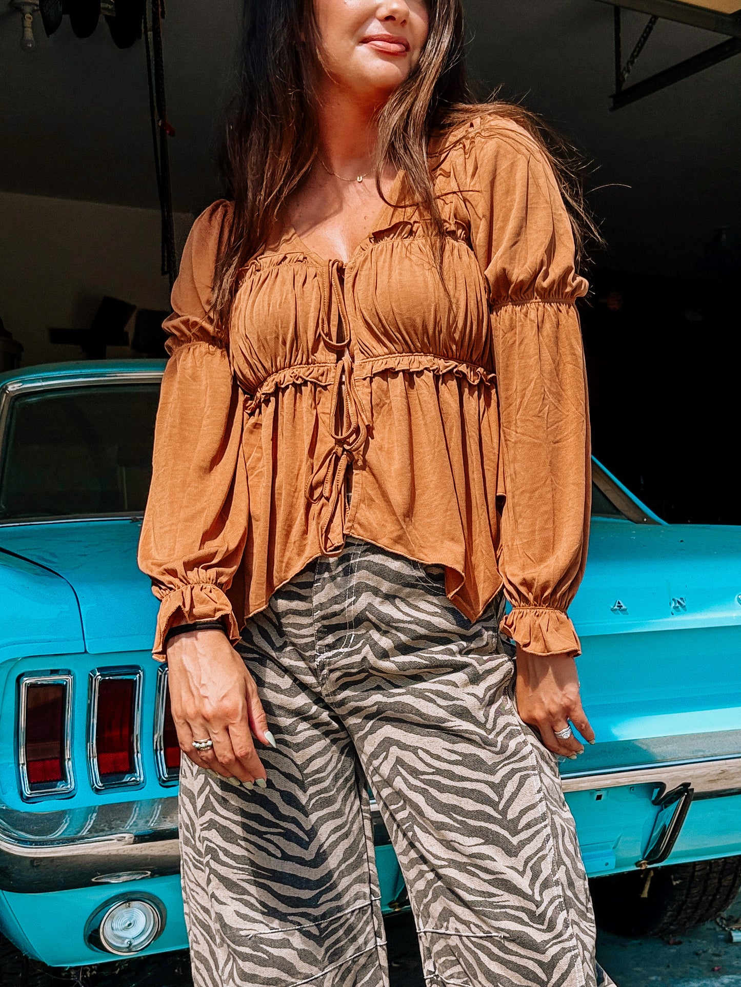 Brumby Peasant Tie Top