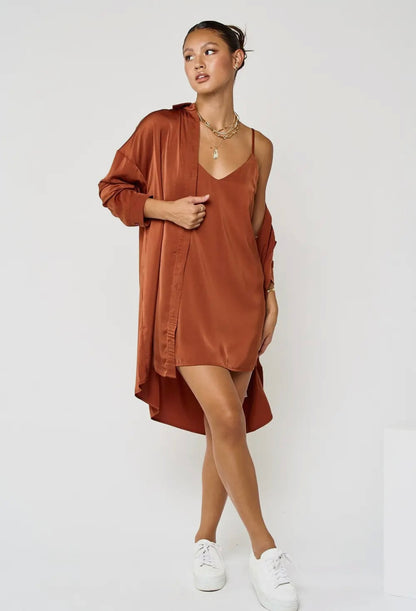 Rust Slip Dress Set