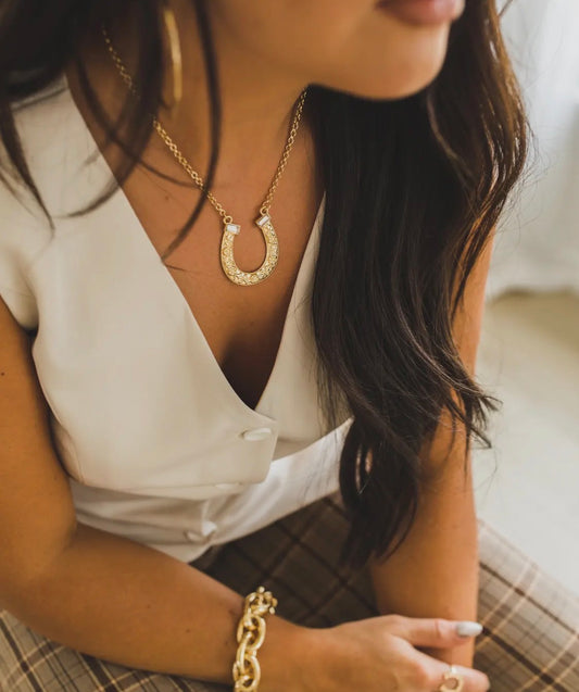 18K Yellow Gold Plated Dainty Concho Necklace