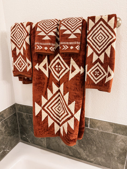Rust Aztec Mesa Towel