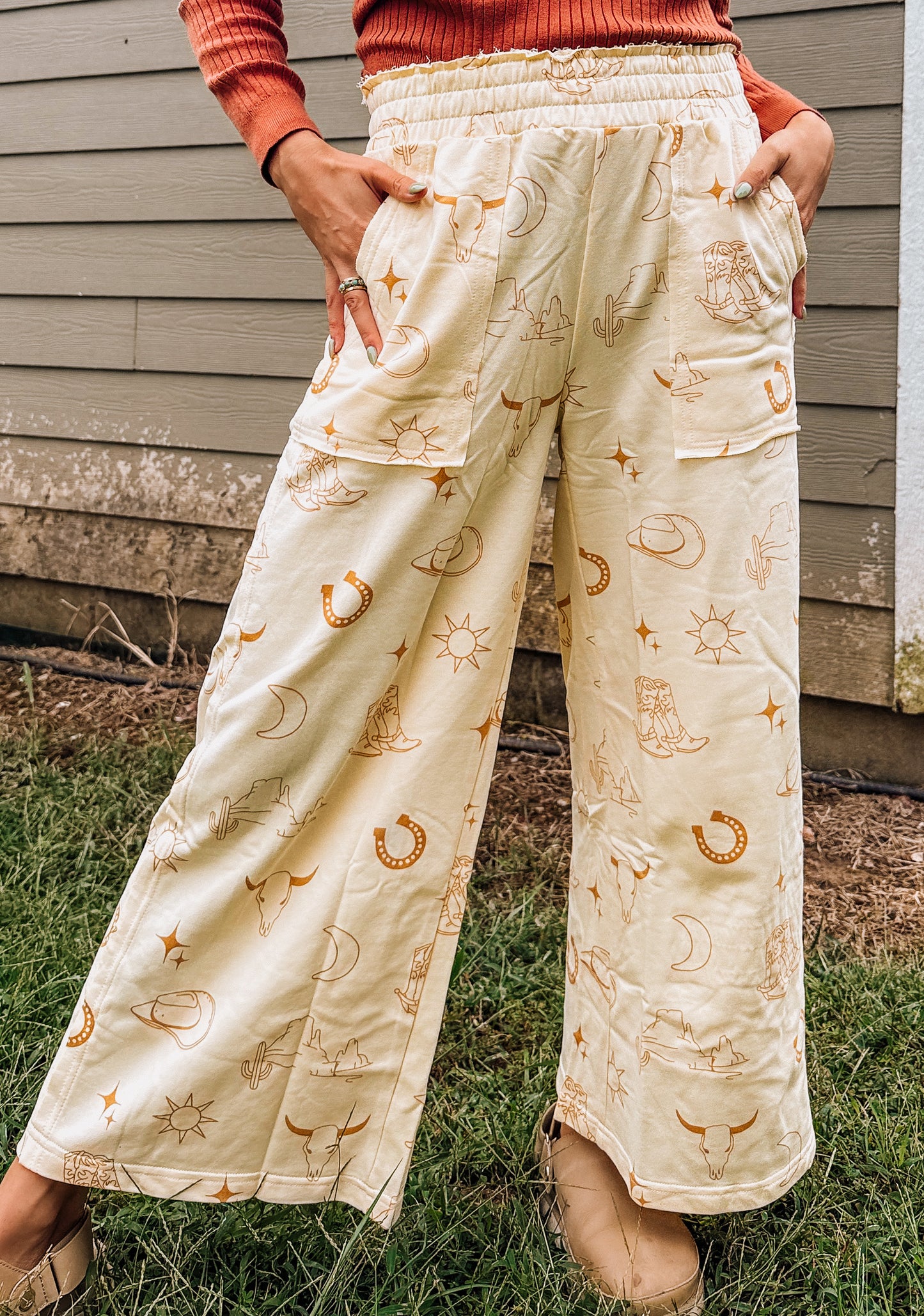 Western Flares Pants (Cream)