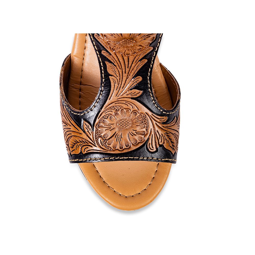Tooled Leather Wedge