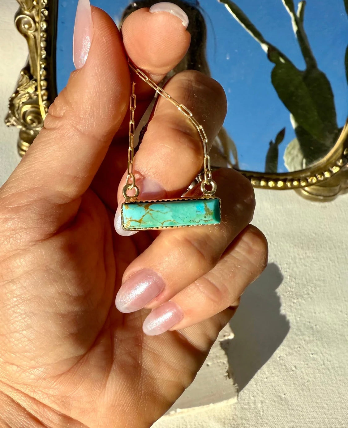 Authentic Gold & Turquoise Bar Necklace