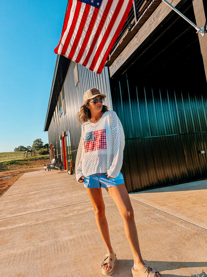 USA Patchwork Knit Top