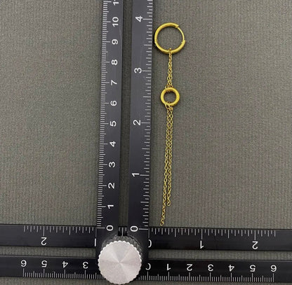 18K Golden Chain Fringe
Double Loop Huggie Earrings