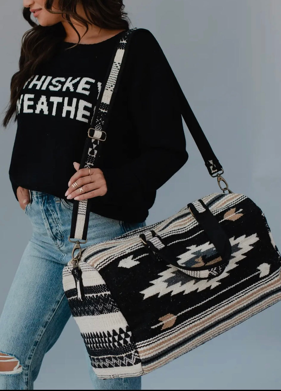 Black & Grey Aztec Duffel