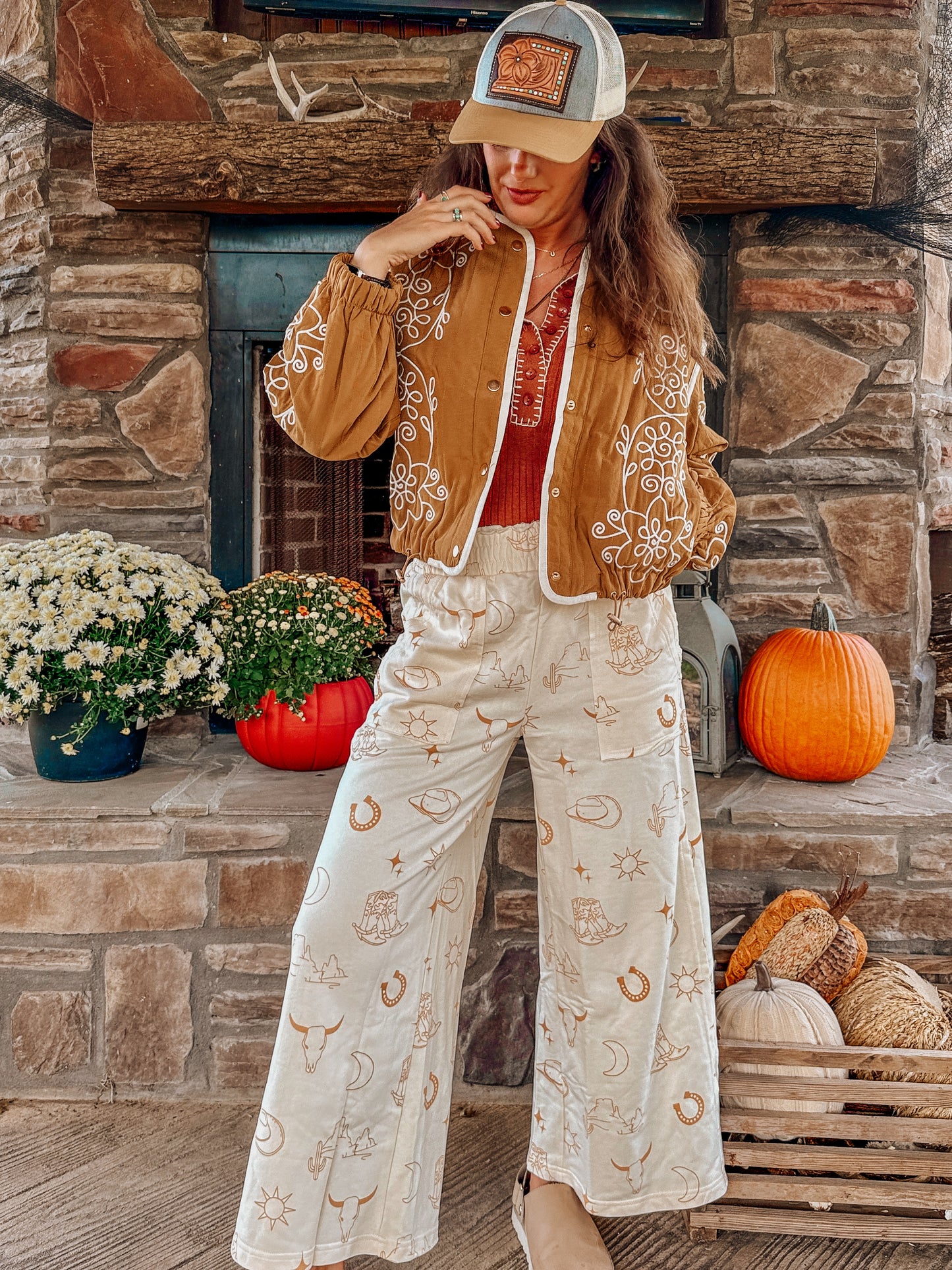 Embroidered quilted western jacket