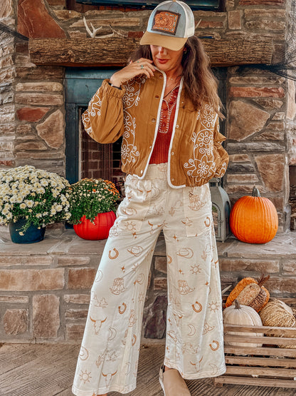 Embroidered quilted western jacket